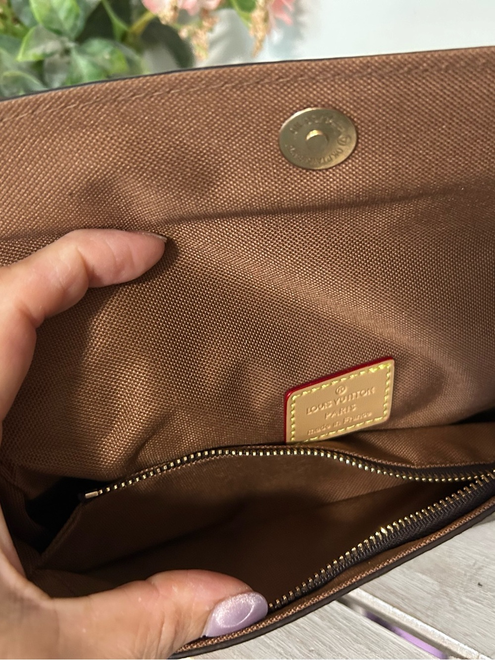 Louis Vuitton Brown Canvas Men’s Crossbody Pouch with Gold Hardware